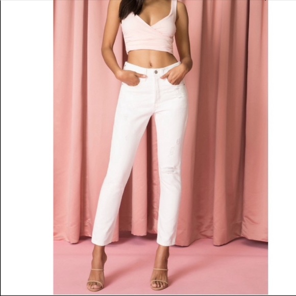 Levi's Denim - Levi’s 501 White Distressed Skinny Jeans in Don't Mind If I Do Size 27